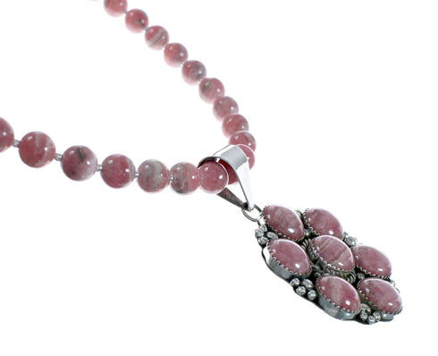 Native American Sterling Silver Rhodochrosite Bead Necklace X11013